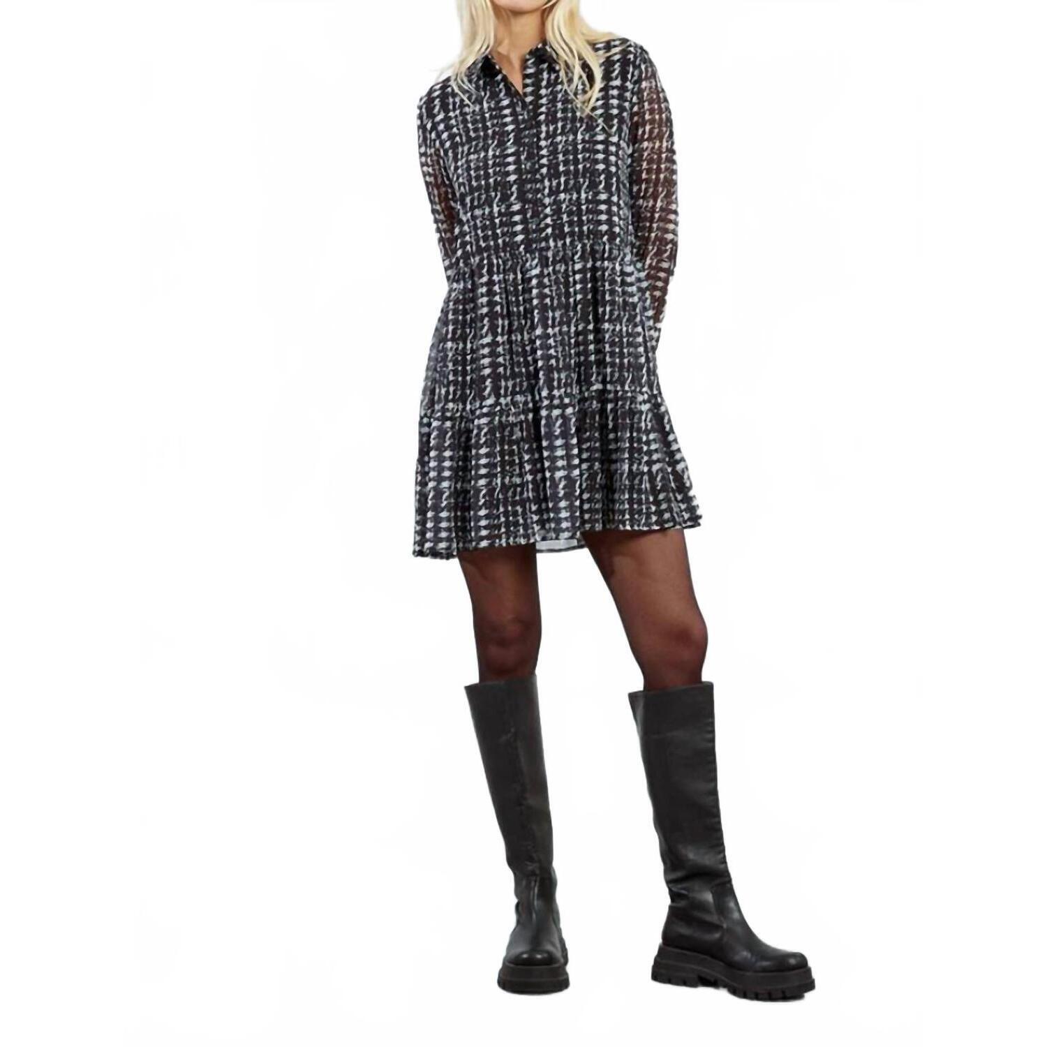 New Molly Bracken Collared Voile Printed Mini Dress In Black London